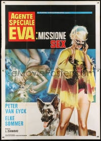 1c149 SEDUCTION BY THE SEA Italian 2p 1966 Sandro Symeoni art of sexy secret agent Elke Sommer!
