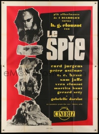 1c155 SPIES Italian 2p 1957 directed by Henri-Georges Clouzot, creepy Curt Jurgens!