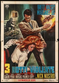 1c175 WEB OF VIOLENCE Italian 2p 1966 Renato Casaro artwork of Brett Halsey slapping Margaret Lee!