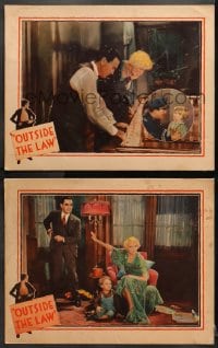 1d913 OUTSIDE THE LAW 2 LCs 1930 great images of Owen Moore with Mary Nolan, Tod Browning, rare!