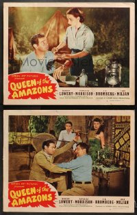 1d927 QUEEN OF THE AMAZONS 2 LCs 1947 Robert Lowery, Patricia Morrison, sexy jungle women!