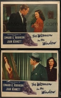 1d992 WOMAN IN THE WINDOW 2 LCs 1944 Fritz Lang classic, Edward G. Robinson, sexy Joan Bennett!