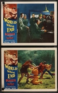 1d996 WORLD WITHOUT END 2 LCs 1956 CinemaScope sci-fi thriller hurls you into the year 2508!