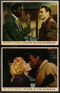 1d381 FLAME IN THE STREETS 7 English LCs 1961 John Mills, Sylvia Syms, interracial romance!