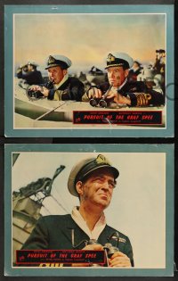 1d239 PURSUIT OF THE GRAF SPEE 8 English LCs 1957 Powell & Pressburger, John Gregson, cool ship!