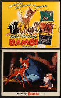 1d013 BAMBI 9 LCs R1975 Walt Disney cartoon deer classic, great art with Thumper & Flower!