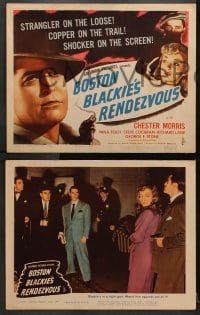 1d062 BOSTON BLACKIE'S RENDEZVOUS 8 LCs 1945 Morris chases after a strangler, rare complete set!