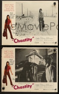 1d084 CHASTITY 8 LCs 1969 AIP, written & produced by Sonny Bono, best image of hitchhiking Cher!
