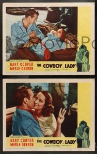 1d366 COWBOY & THE LADY 7 LCs R1954 great romantic close up of Gary Cooper & Merle Oberon!