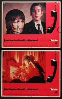 1d391 KLUTE 7 int'l LCs 1971 Donald Sutherland & call girl Jane Fonda, dangling telephone art!
