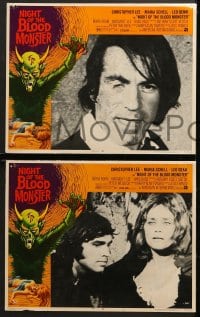 1d403 NIGHT OF THE BLOOD MONSTER 7 LCs 1972 Jess Franco, wacky border art beast & sexy girl!