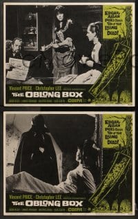 1d590 OBLONG BOX 5 LCs 1969 Vincent Price, Christopher Lee, Edgar Allan Poe, cool horror border art!