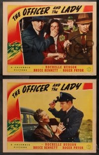 1d678 OFFICER & THE LADY 4 LCs 1941 Rochelle Hudson & Bruce Bennett speed mobsters to their doom!