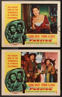 1d407 PASSION 7 LCs 1954 great images of Cornel Wilde,1 w/ Lon Chaney Jr., wild early California!