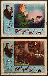 1d229 PLEASE MURDER ME 8 LCs 1956 Godfrey, great images of Angela Lansbury and Raymond Burr!