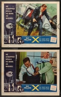 1d807 X: THE MAN WITH THE X-RAY EYES 3 LCs 1963 AIP sci-fi, it strips souls, sexy women & money!