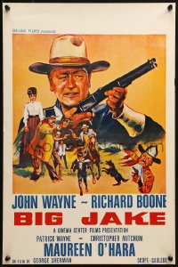 1f261 BIG JAKE Belgian 1971 art of Richard Boone & John Wayne with rifle!