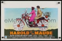 1f291 HAROLD & MAUDE Belgian 1982 art of Ruth Gordon & Bud Cort on flower motorcycle!