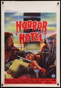 1f292 HORROR HOTEL Belgian 1960 creepy artwork of human sacrifice, English horror!