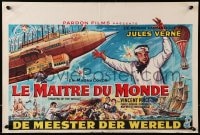 1f304 MASTER OF THE WORLD Belgian 1961 Jules Verne, Vincent Price, art of enormous flying machine!