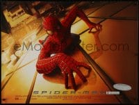 1f235 SPIDER-MAN British quad 2002 Tobey Maguire crawling up wall, Sam Raimi, Marvel Comics!