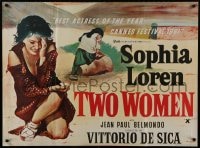 1f240 TWO WOMEN British quad 1961 De Sica's La Ciociara, different art of devastated Sophia Loren!