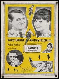 1f031 CHARADE Canadian 1963 art of tough Cary Grant & sexy Audrey Hepburn, completely different!