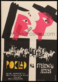 1f117 TREASURE OF SILVER LAKE Czech 11x16 1963 Lex Barker as Old Shatterhand, Jan S. Tomanek art!