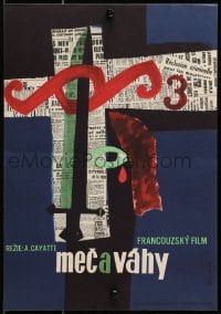 1f118 TWO ARE GUILTY Czech 12x16 1964 Le Glaive et la balance, Anthony Perkins, Jean-Claude Brialy!