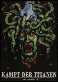 1f578 CLASH OF THE TITANS East German 23x32 1985 wonderful different art of Medusa's severed head!