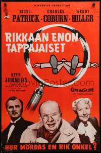1f133 HOW TO MURDER A RICH UNCLE Finnish 1957 Charles Coburn, different artwork by Engel!