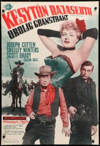 1f151 UNTAMED FRONTIER Finnish 1953 cowboy Joseph Cotten, sexy showgirl Shelley Winters!