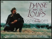 1f404 DANCES WITH WOLVES French 24x32 1991 cool different image of Kevin Costner & buffalo!