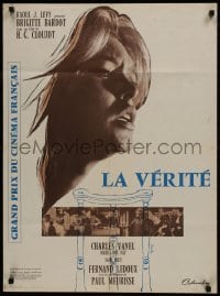 1f413 LA VERITE French 23x31 1960 art of sexy Brigitte Bardot, Henri-Georges Clouzot, The Truth!