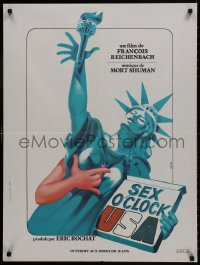 1f418 SEX O'CLOCK USA French 24x32 1976 artwork of sexy Statue of Liberty by Michel Landi!