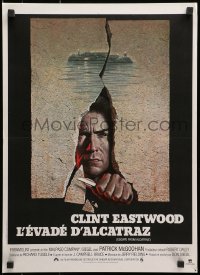 1f444 ESCAPE FROM ALCATRAZ French 16x22 1979 cool artwork of Clint Eastwood busting out by Lettick!