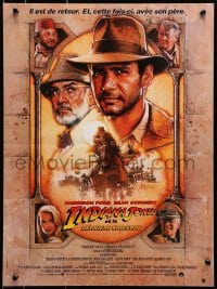1f448 INDIANA JONES & THE LAST CRUSADE French 16x21 1989 art of Ford & Sean Connery by Drew Struzan