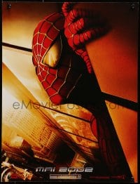 1f468 SPIDER-MAN teaser French 16x21 2002 close-up of Maguire w/WTC towers in eyes, Marvel!