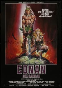 1f069 CONAN THE BARBARIAN German 1982 Arnold Schwarzenegger & sexy Sandahl Bergman by Casaro!