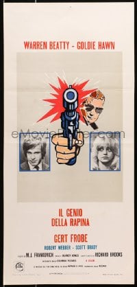 1f876 $ Italian locandina 1972 bank robbers Warren Beatty & Goldie Hawn, bank heist is on!