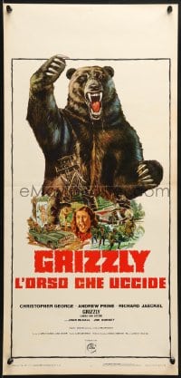 1f907 GRIZZLY Italian locandina 1976 great art of grizzly bear attacking sexy camper & more!