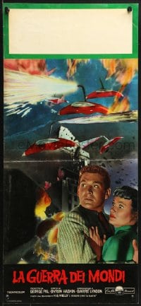 1f953 WAR OF THE WORLDS Italian locandina R1960s Gene Barry & Ann Robinson + spaceships attacking!
