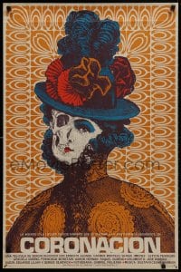 1f023 CORONACION Mexican poster 1976 wild skull/pretty woman artwork by Rafael Lopez Castro!