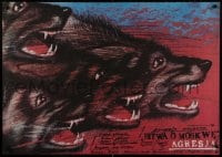 1f355 FIGHT FOR MOSCOW Polish 26x37 1989 wild Andrzej Pagowski art of wolf pack!