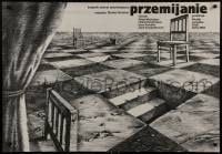 1f383 QUESTION OF TIME Polish 27x39 1983 really cool Janusz Oblucki art of chessboard landscape!