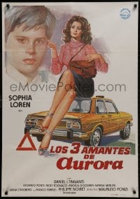 1f683 ENCOUNTER Spanish 1985 art of sexy Sophia Loren sitting on taxi by Jano!