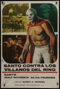 1f734 SANTO VS. LOS VILLANOS DEL RING Spanish 1968 great art of masked Mexican wrestler Santo!