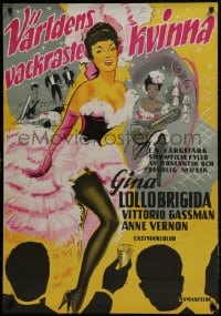 1f039 BEAUTIFUL BUT DANGEROUS Swedish 1957 art of sexiest Gina Lollobrigida, Vittorio Gassman!
