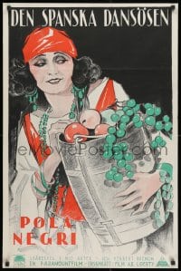 1f043 SPANISH DANCER Swedish 1923 great images of pretty Pola Negri carrying bucket of fruit, rare!