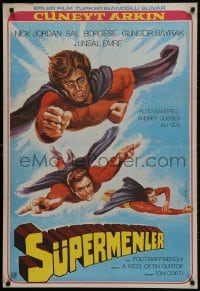 1f027 3 SUPERMEN AGAINST GODFATHER Turkish 1979 wonderful art of flying superheros!